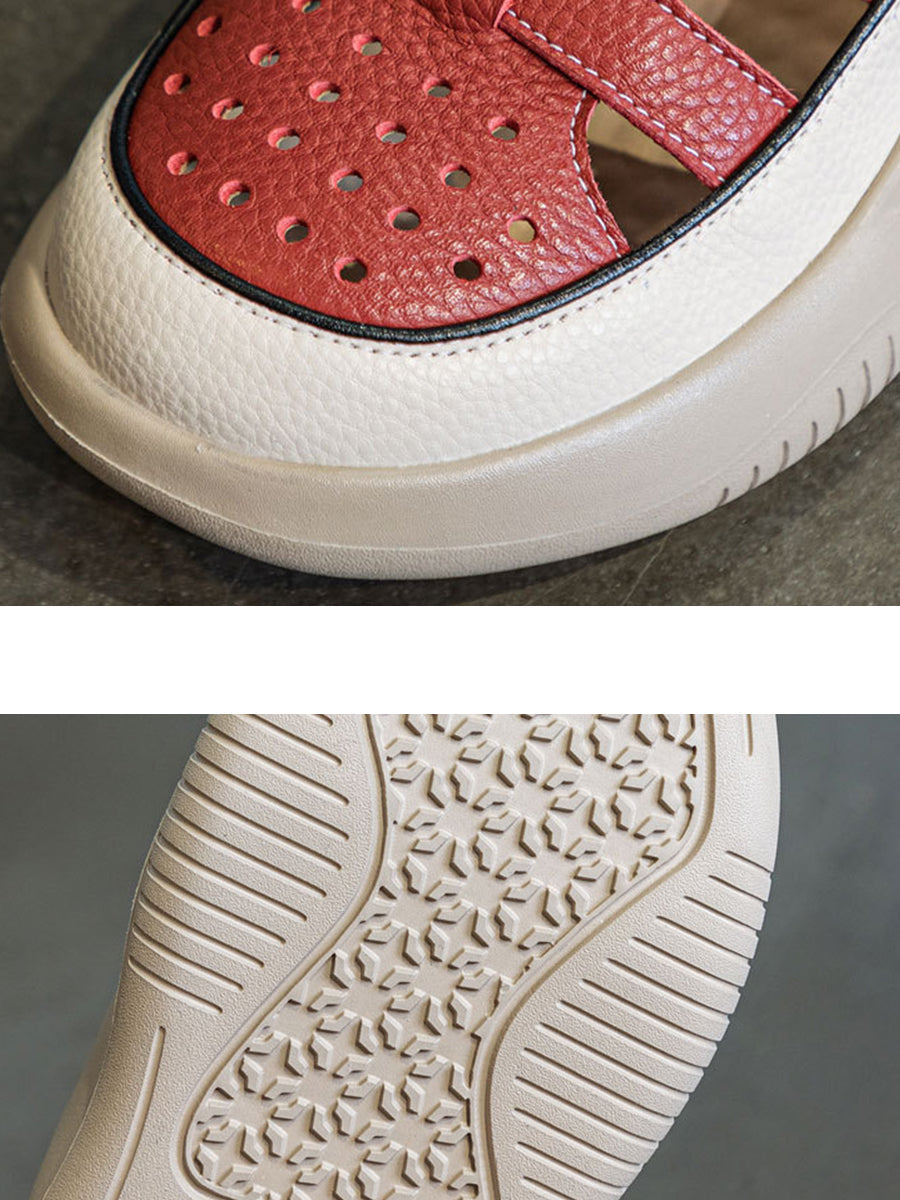 Summer Leather Colorblock Platform Sandals Io1027