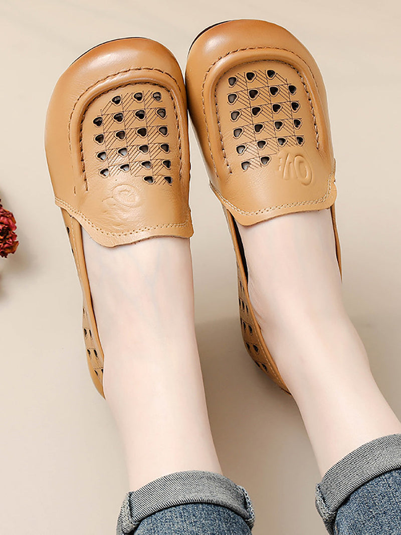 Summer Cutout Genuine Leather Shoes Oo1020