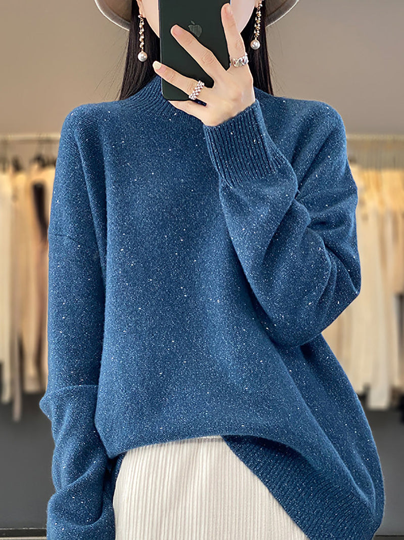 Autumn Knit 100%wool Half-turtleneck Sweater Wu009
