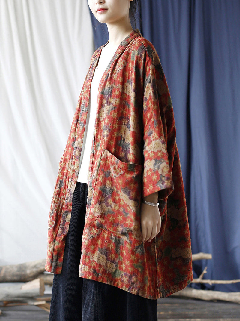 V-neck Pocket Cardigan Coat Rr019