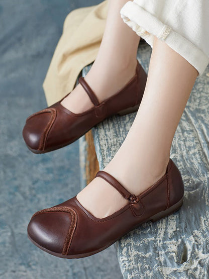 Summer Leather Spliced Soft Shoes Zz1038