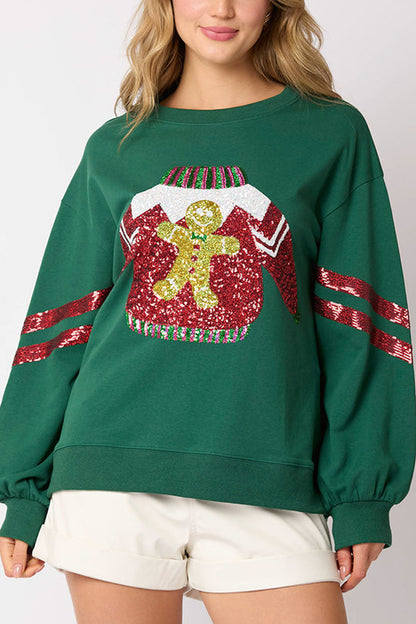 Christmas Sequined Crewneck Sweatshirt