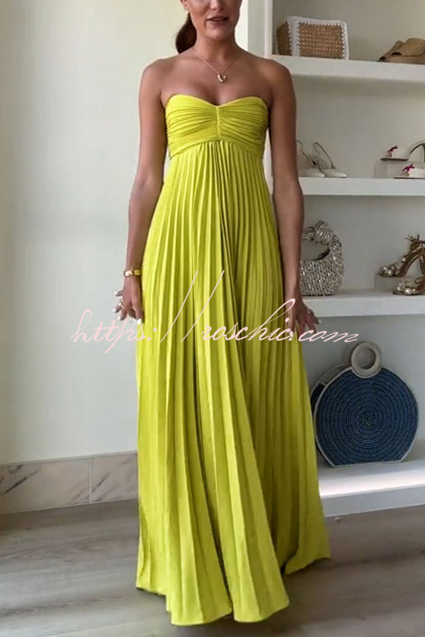 Exquisite Princess Pleated Off Shoulder With Scarf Party Maxi Dress