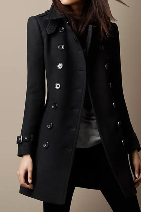 Lapel Long Sleeve Button Coat