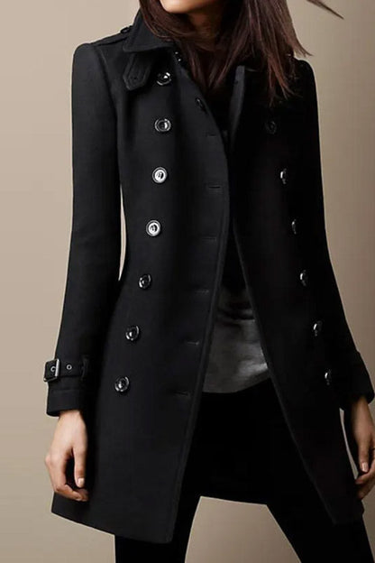 Lapel Long Sleeve Button Coat