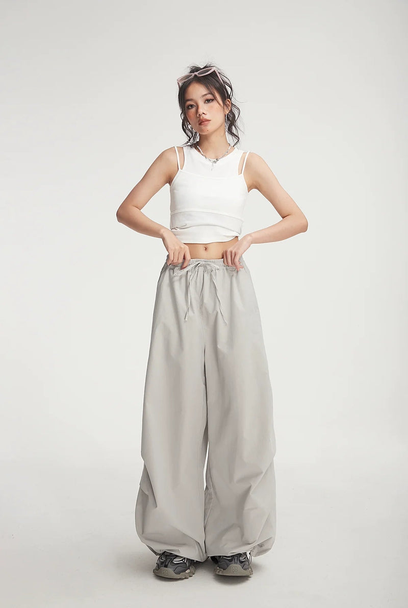 Balloon Drawstring Palazzo Pants