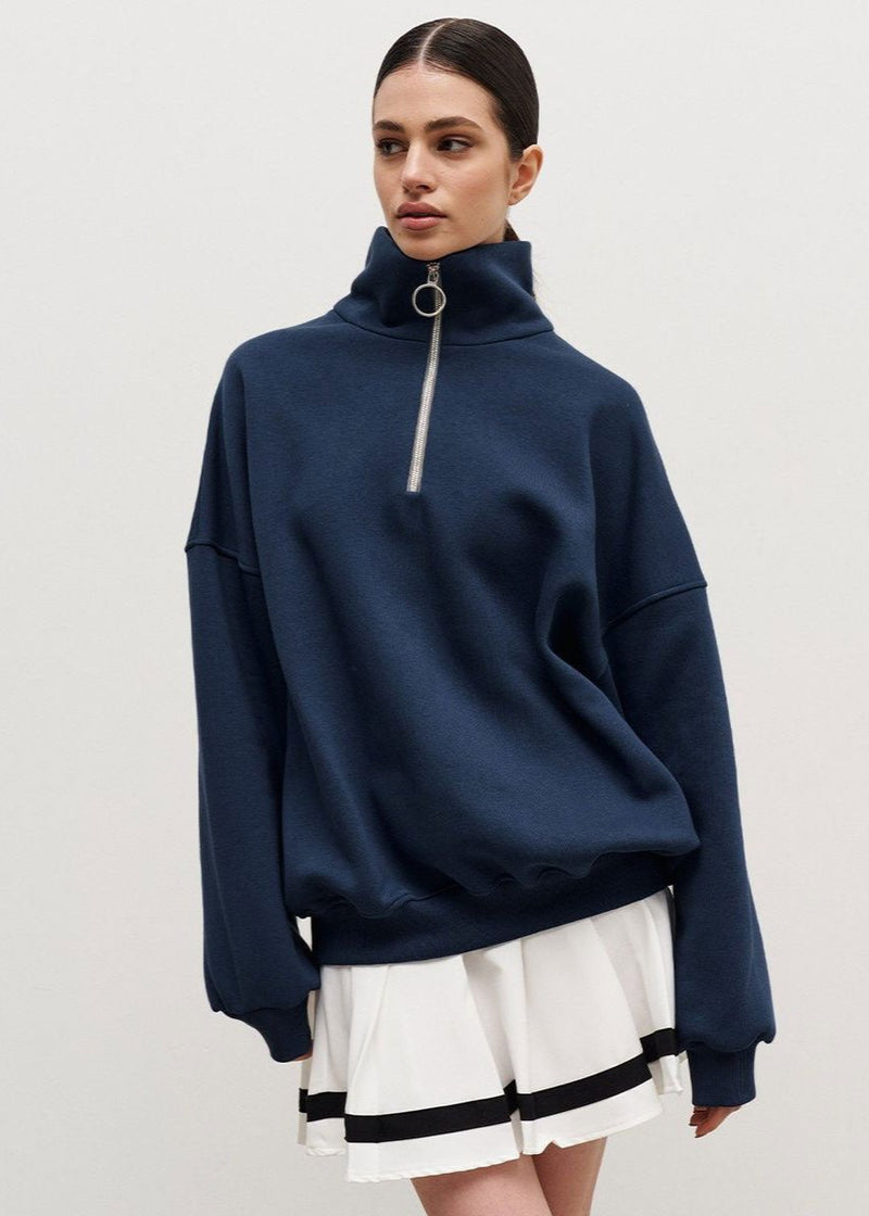 Zip-up Navy Sweater