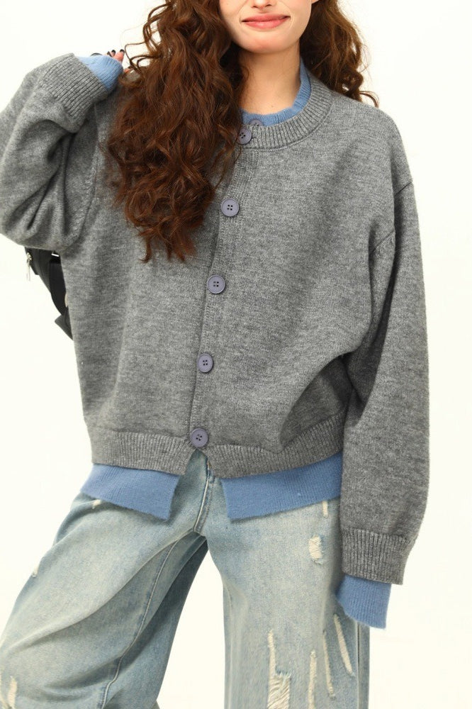 American Retro Fake Two-piece Cardigan