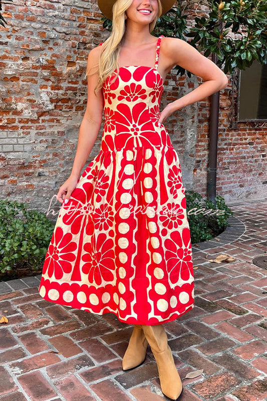 Vivid Dreams Unique Print Slip Midi Dress