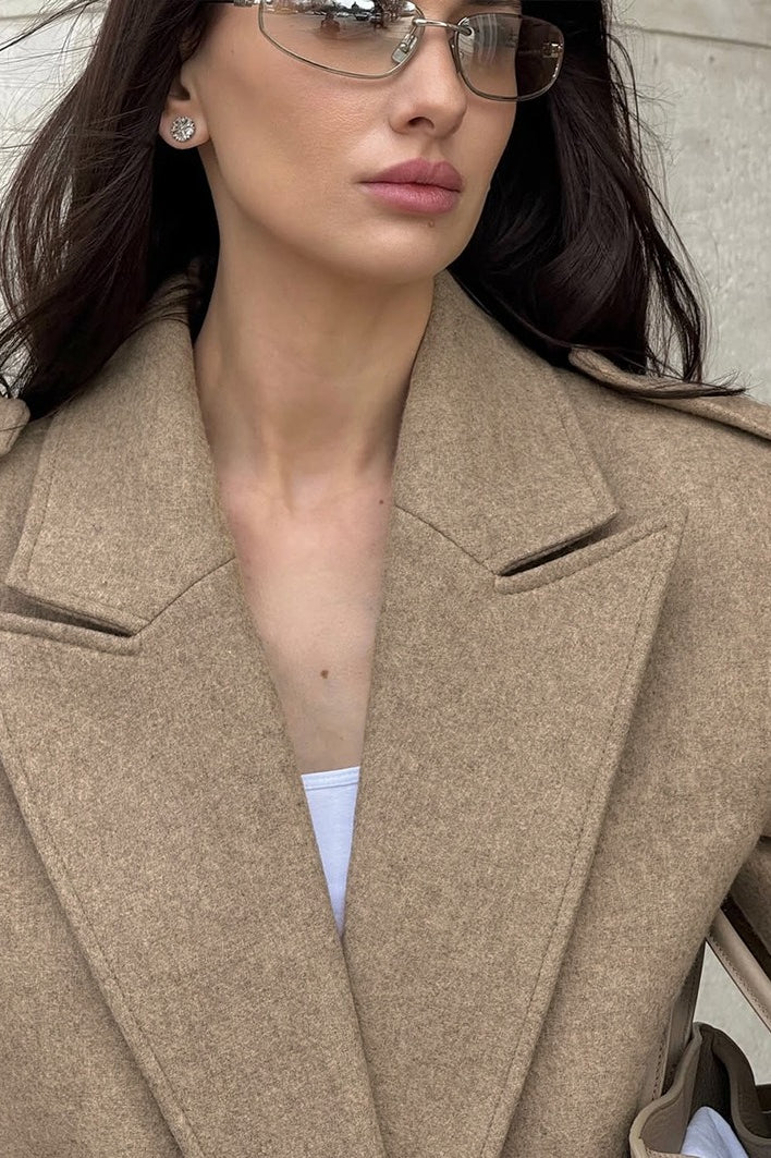 Wool Blazer Wide-collar Short Coat