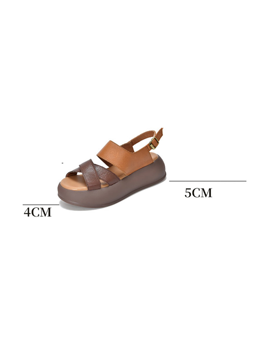 Summer Colorblock Leather Platform Sandal Ty1048