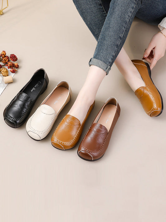 Summer Soft Leather Stitching Flat Shoes Pp1031