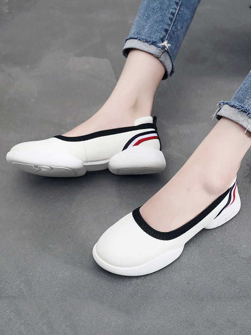 Summer Leather Soft Spliced Flat Shoes Ui1018