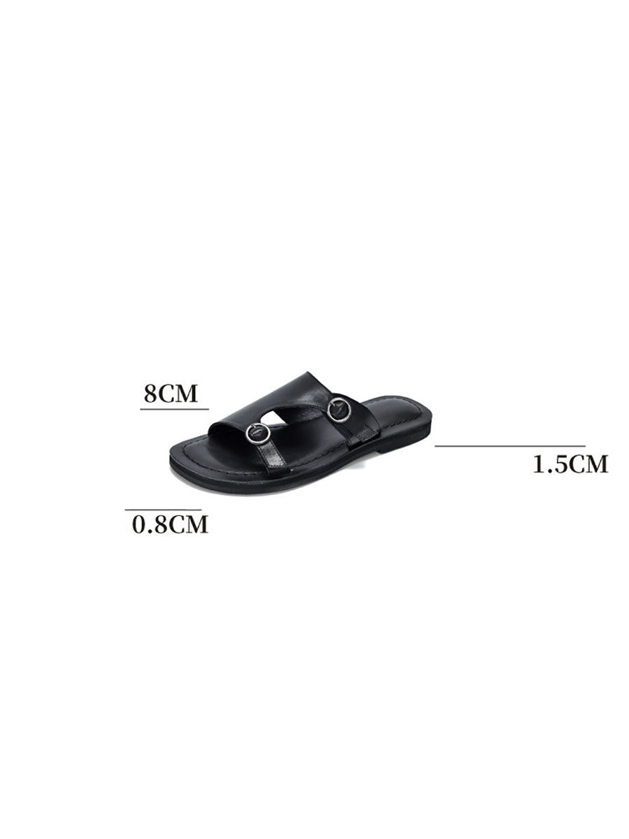 Summer Soft Leather Flat Slippers We1008