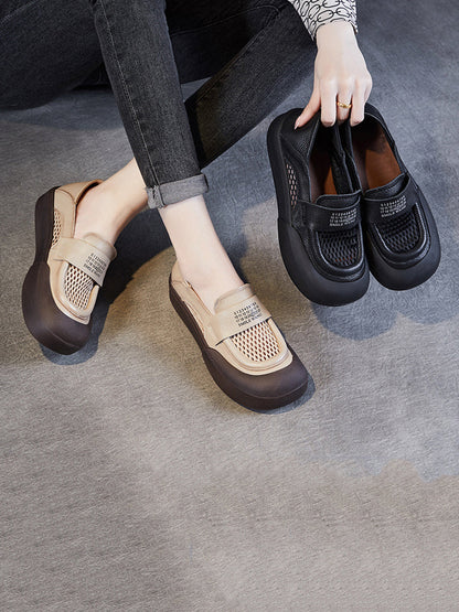 Summer Leather Cutout Flat Shoes Pp1030