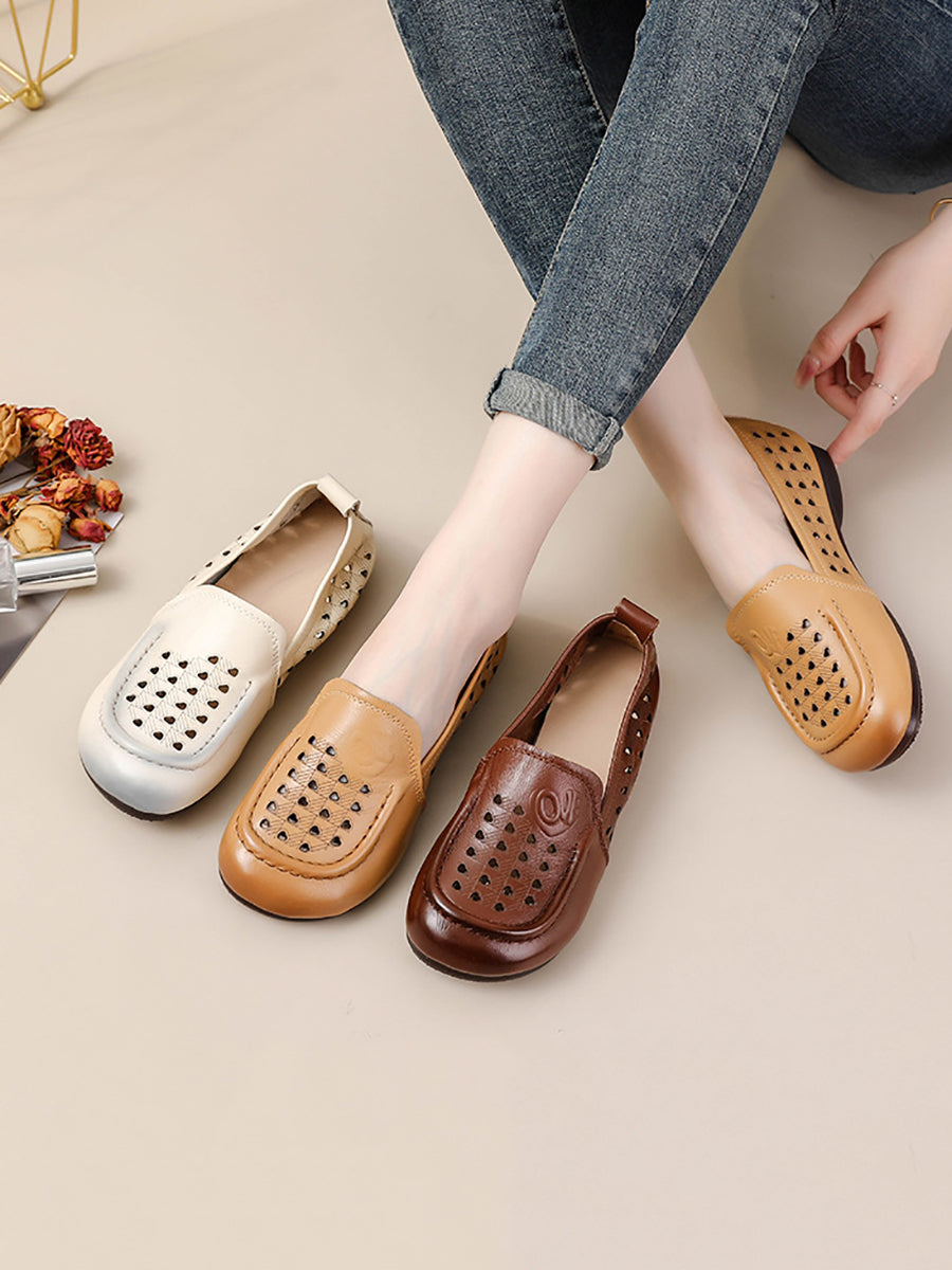Summer Cutout Genuine Leather Shoes Oo1020