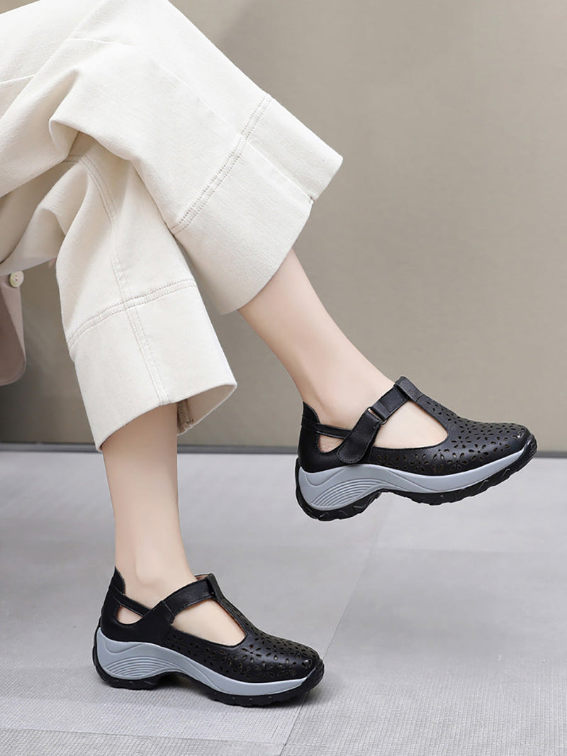 Summer Leather Cutout Platform Shoes Kl1033