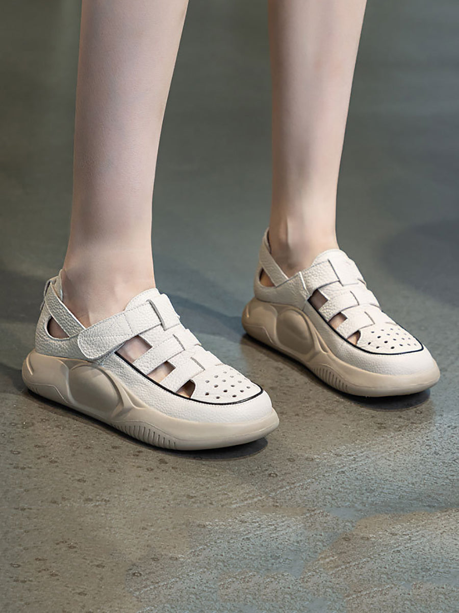 Summer Leather Colorblock Platform Sandals Io1027