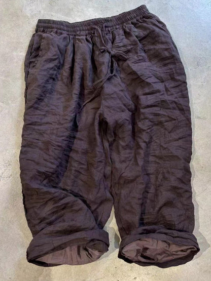 Autumn Pure Color Ramie Linen Wide-leg Pants Qn015