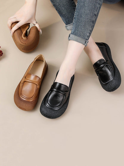 Summer Soft Leather Flat Shoes At1056
