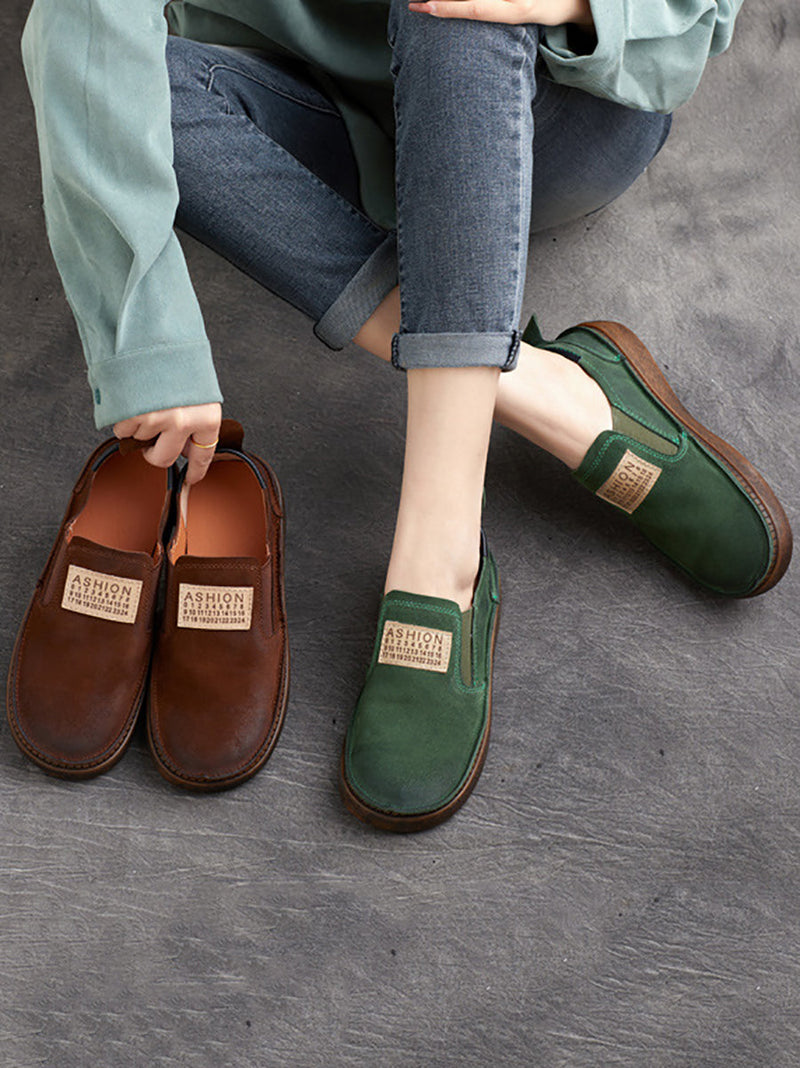 Summer Suded Leather Flat Shoes Zz1039
