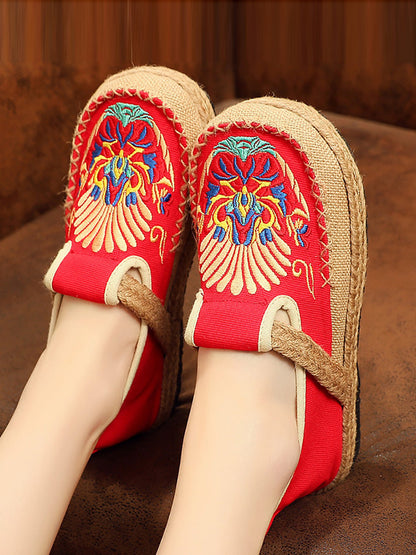 Summer Embroidery Cloth Linen Flat Shoes Ah1011