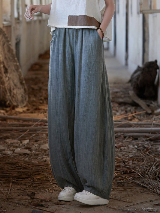 Summer Tie-dye Straight-leg Linen Pants Cv1013