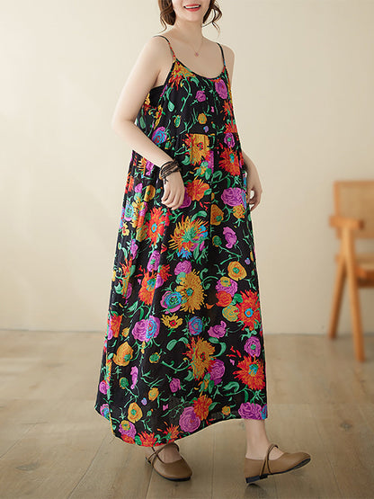 Artsy Summer Flower Loose Vest Dress Pa1020