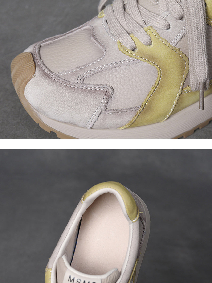 Colorblock Leather Sport Shoes Wu008