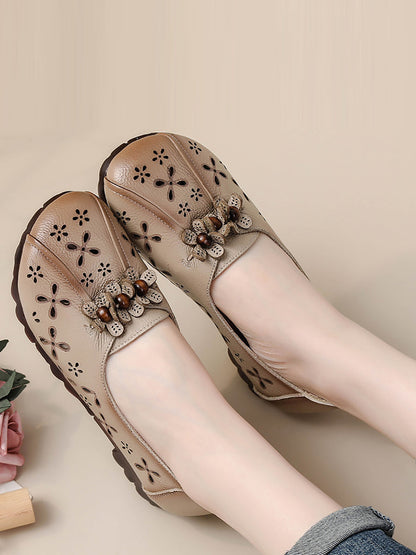 Summer Leather Flower Cutout Shoes Fg1026