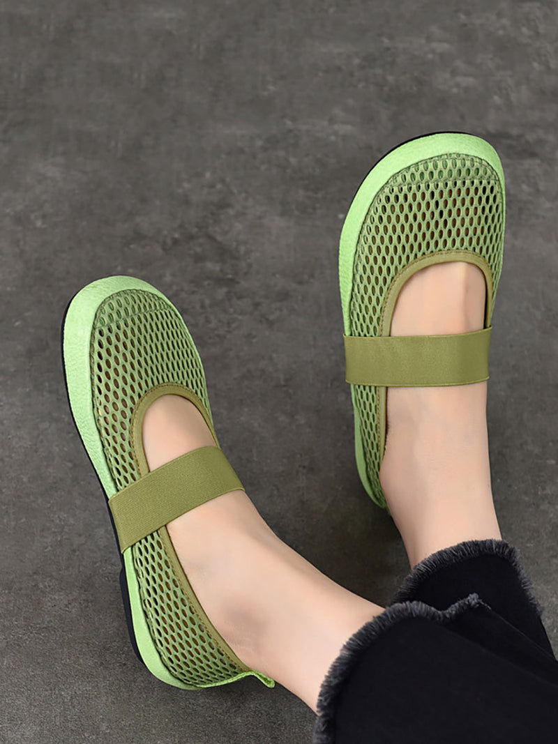 Low Heel Leather Summer Mesh Shoes