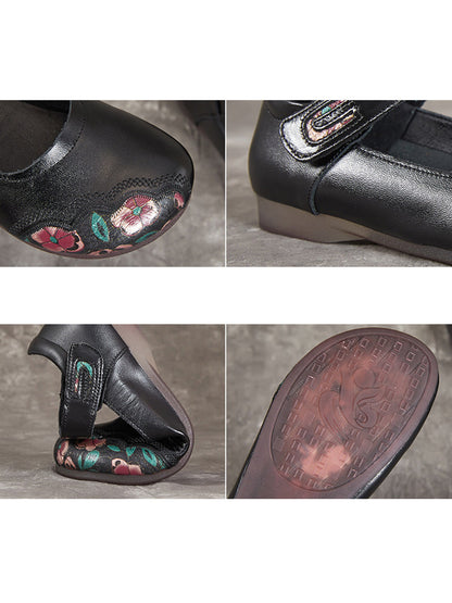 Summer Flower Spliced Leather Shoes Xx1052