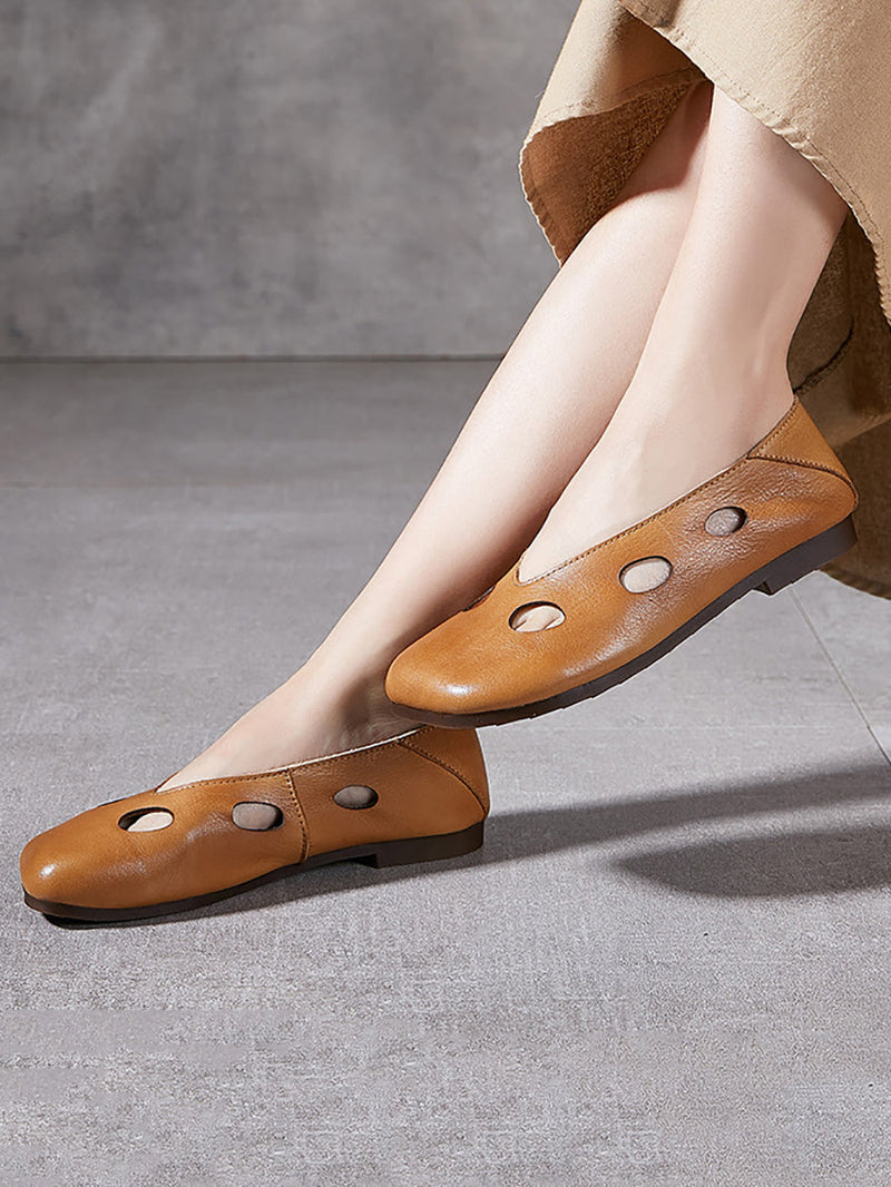 Summer Leather Cutout Soft Shoes Io1029