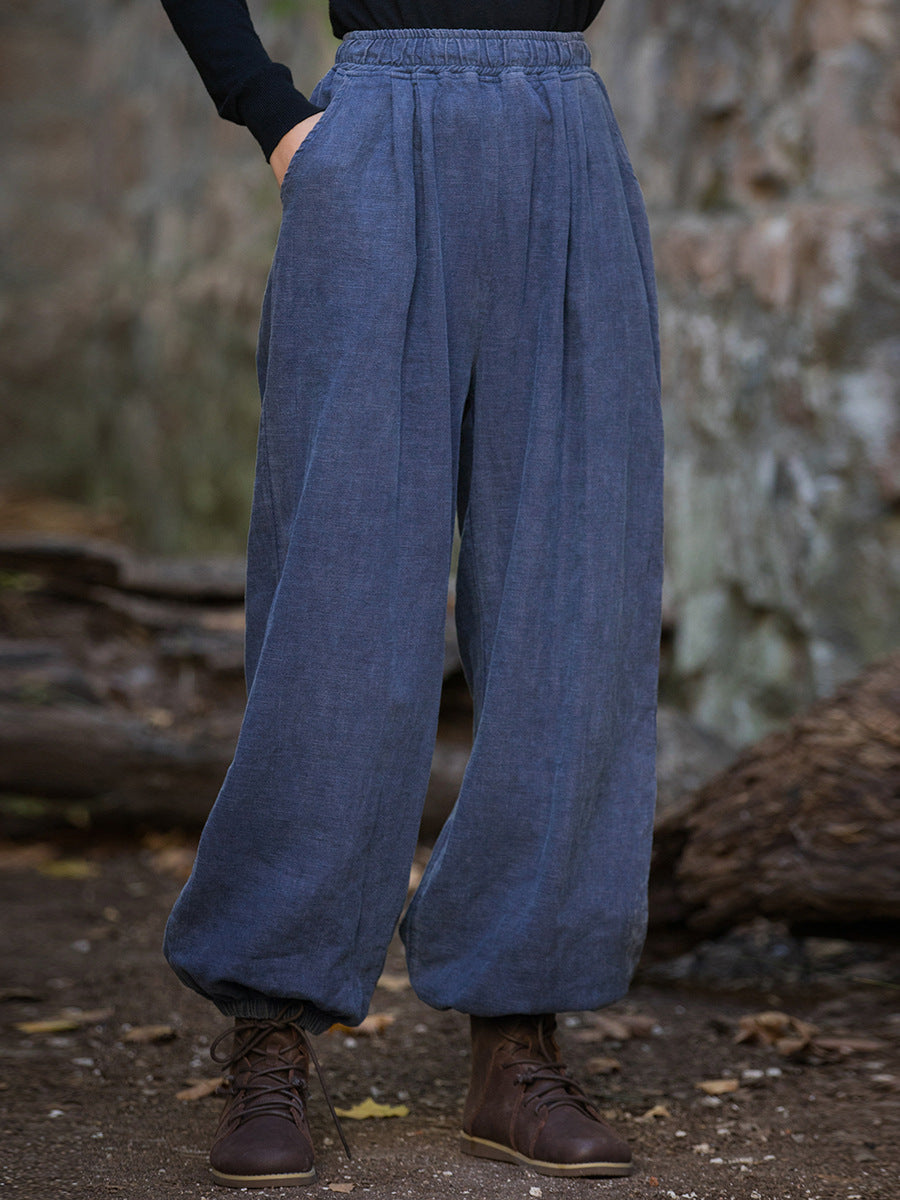 Autumn Loose Ramie Cuffed Pants At1013