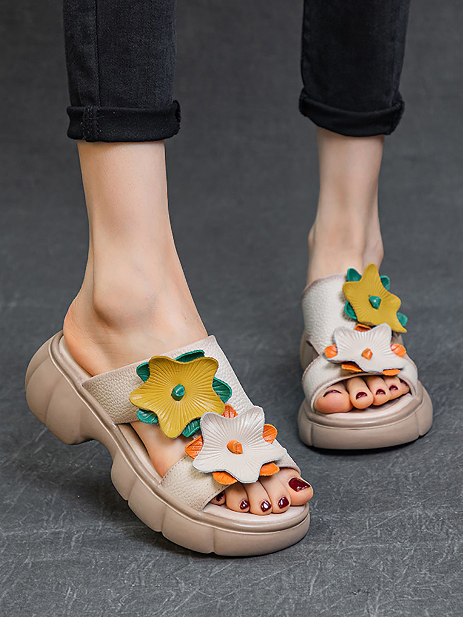 Summer Leather Spliced Star Platform Sandal Ty1033