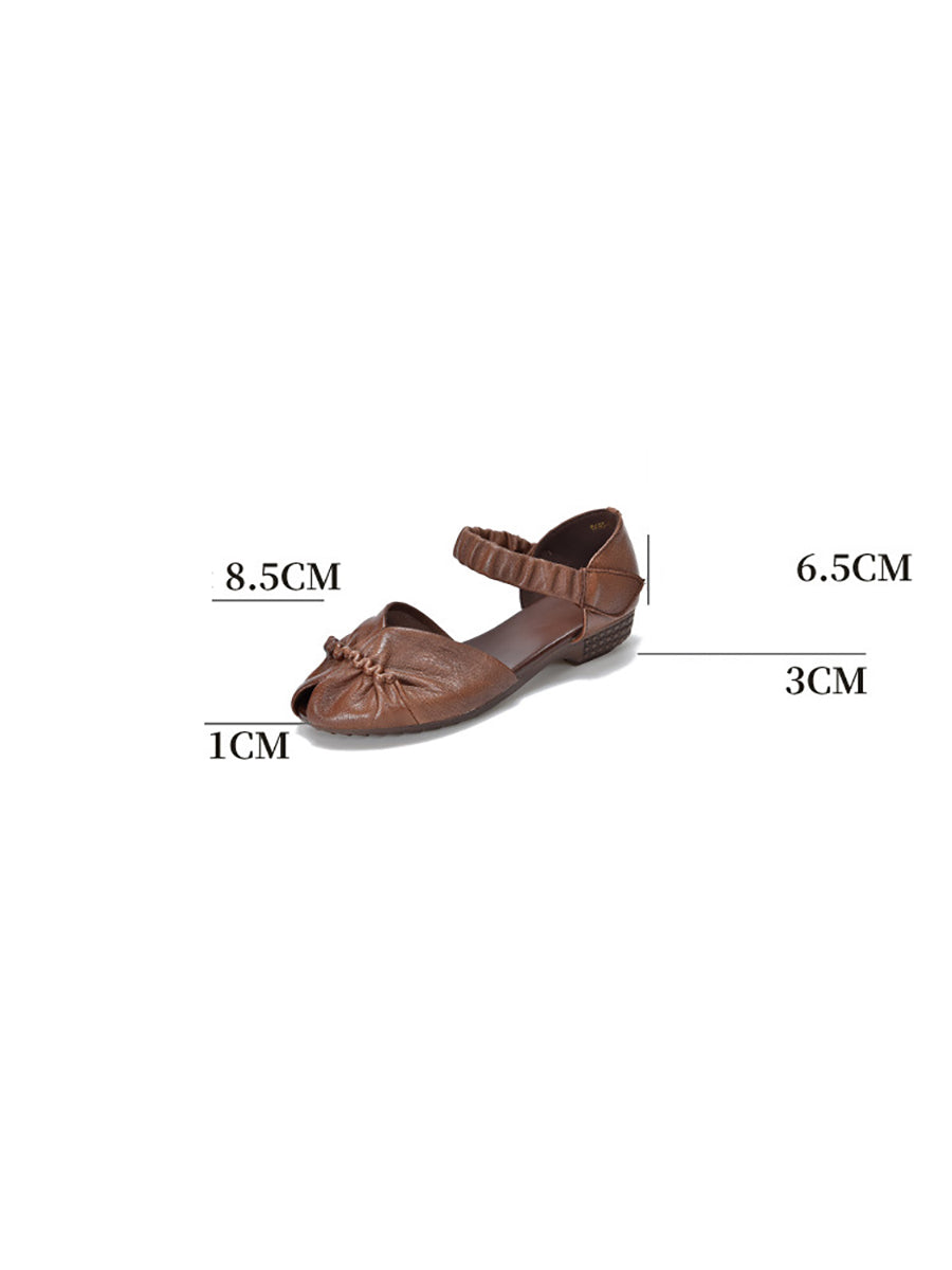 Summer Artsy Leather Low-heel Shoes Ui1021