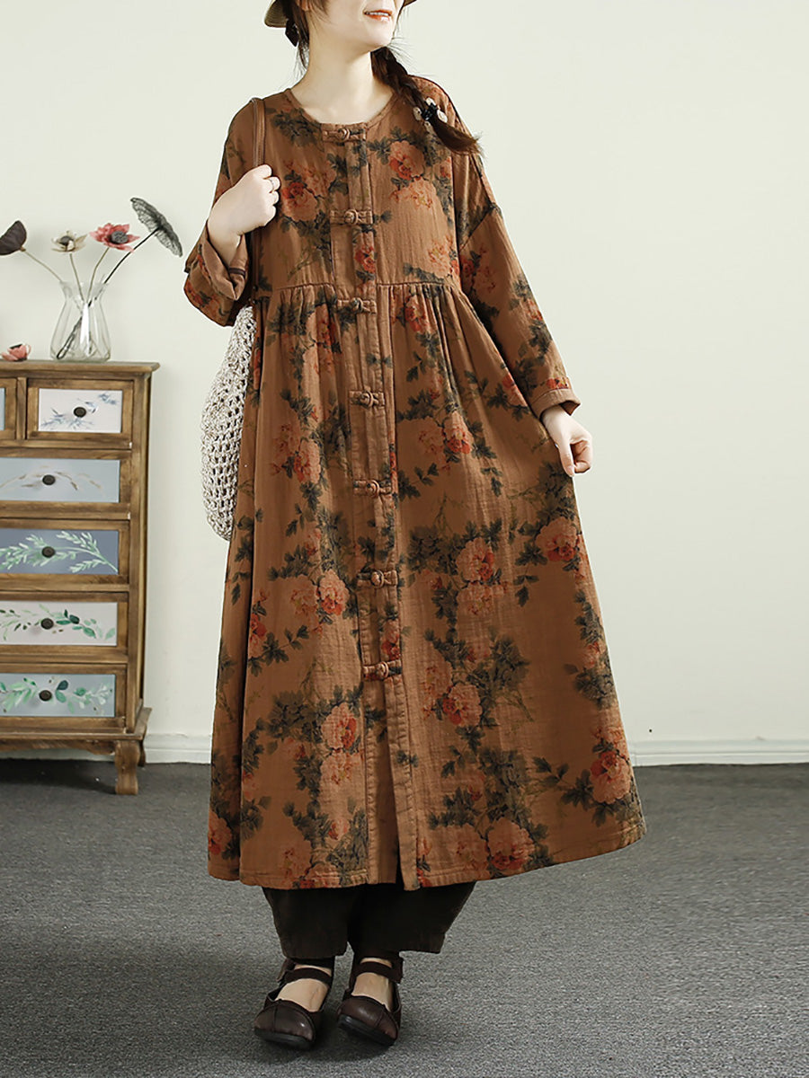 Flower Button Linen Shirt Coat Ai1017