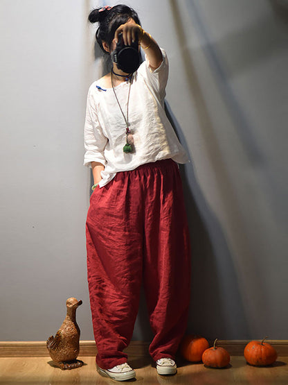 Spring Linen Harem Pants Fd040