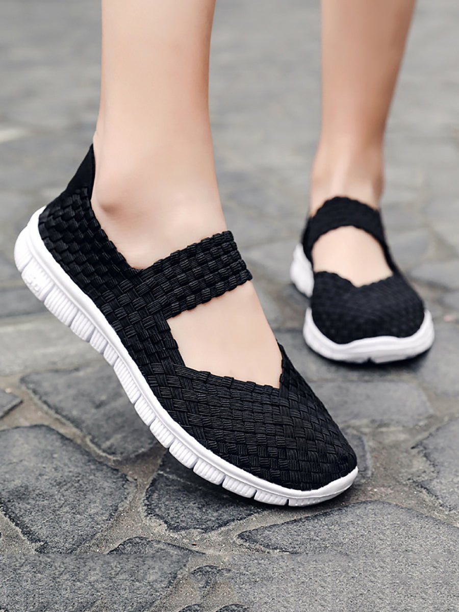 Summer Colorblock Weave Flat Shoes Rr1017