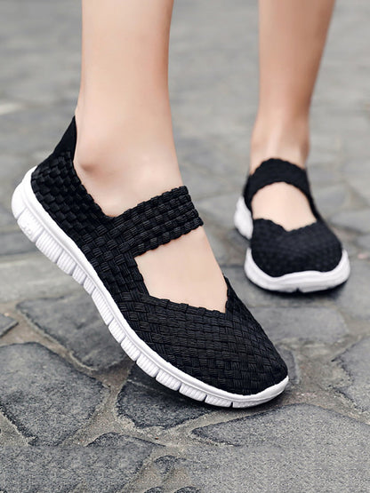 Summer Colorblock Weave Flat Shoes Rr1017
