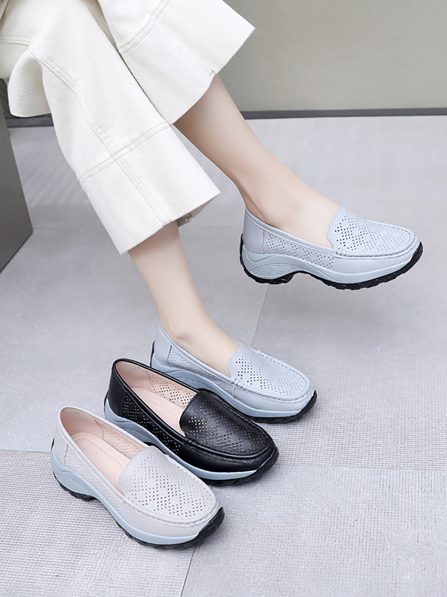 Summer Leather Cutout Platform Shoes Sc1039