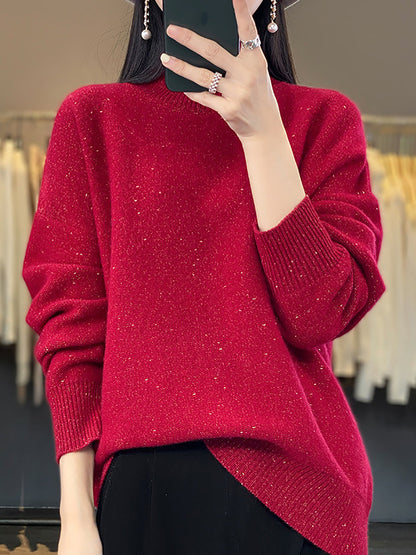 Autumn Knit 100%wool Half-turtleneck Sweater Wu009