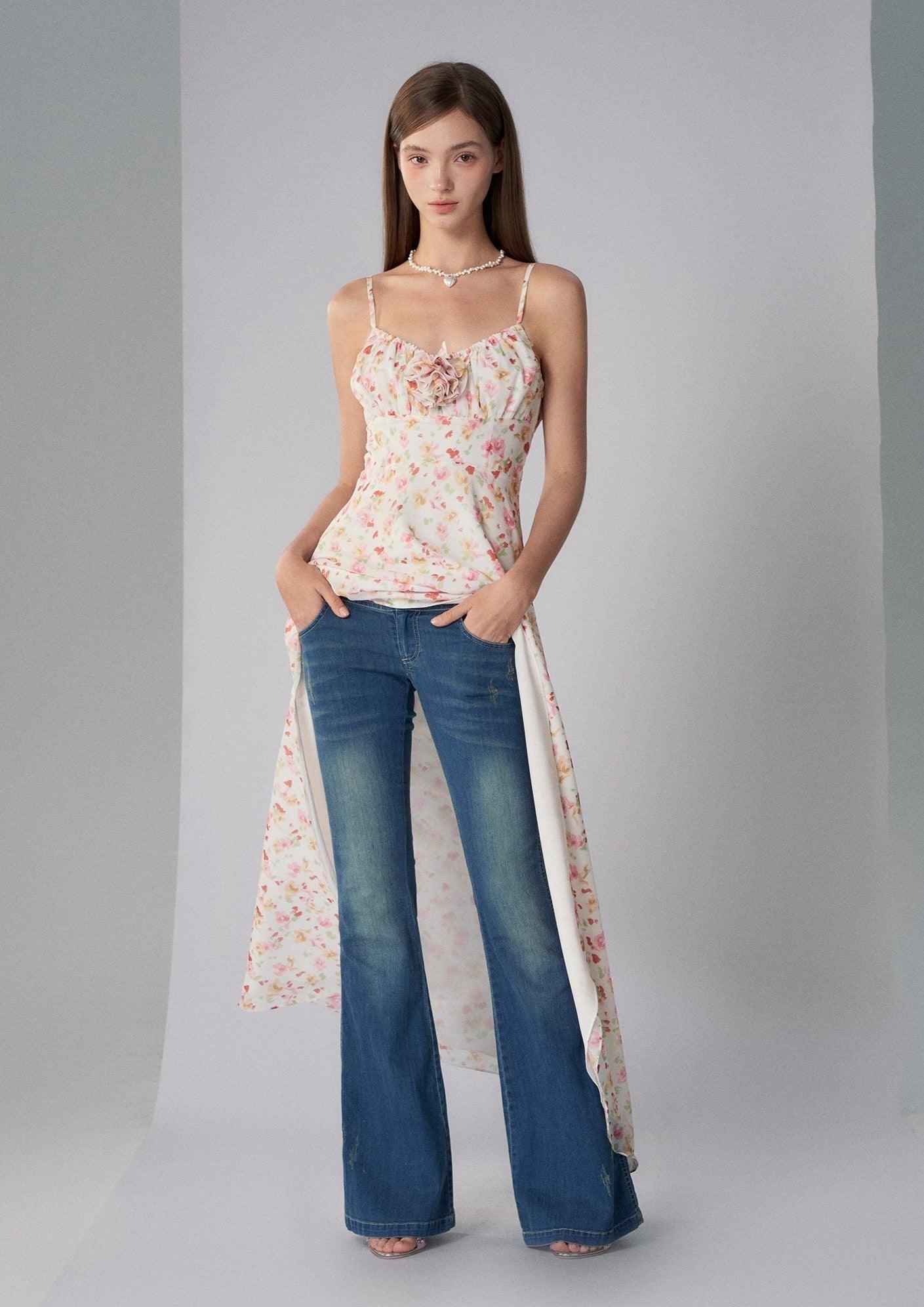 Diagonal Split Hem Maxi Dress