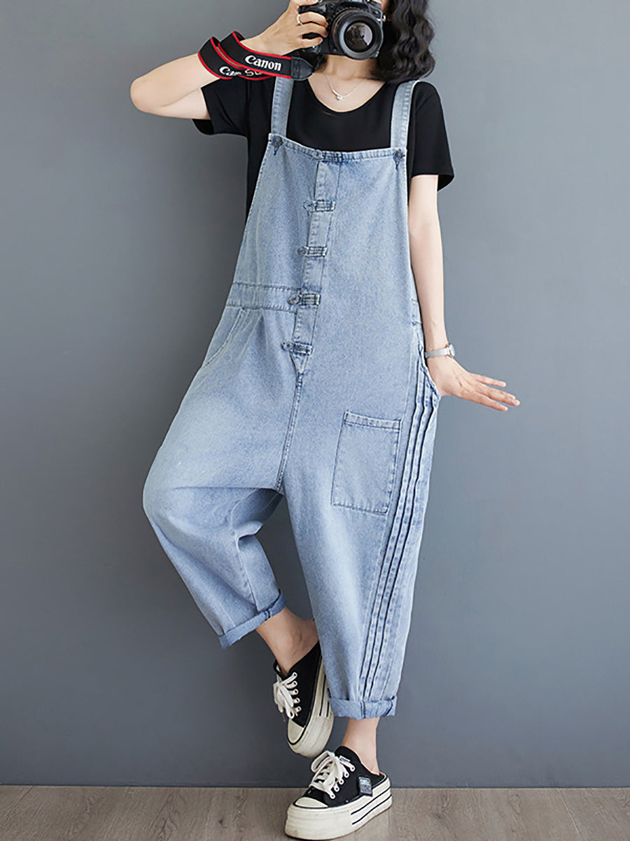 Summer Denim Shirred Jumpsuits At1032