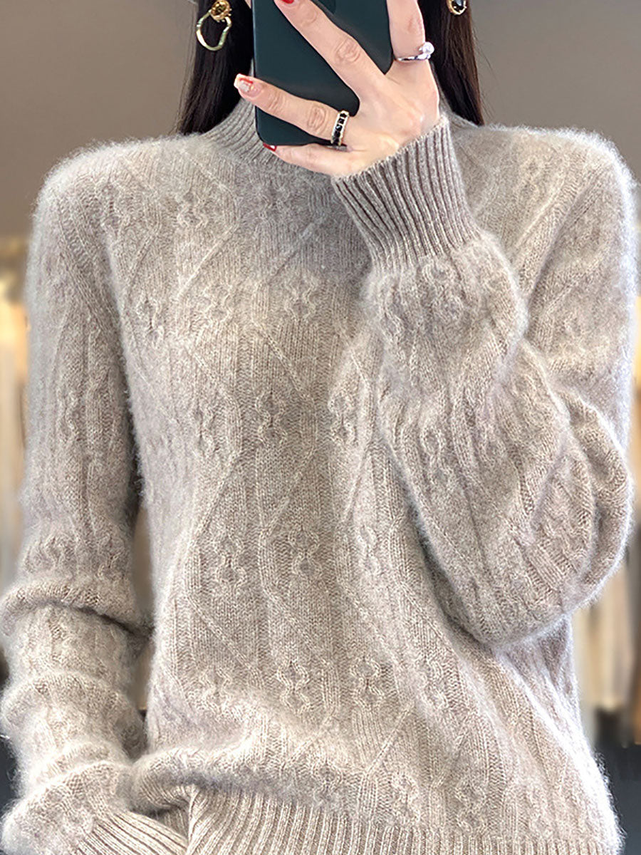 Autumn Half Turtleneck Wool Twist Knit Sweater Av1052
