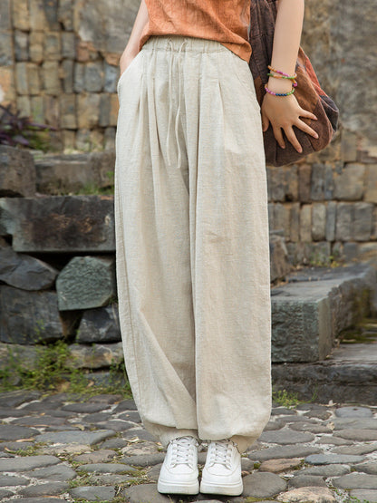 Pure Ramie Straight Worn Color Summer Pants