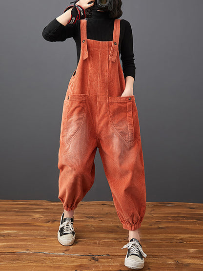 Commute Autumn Corduroy Loose Jumpsuits Ak1022