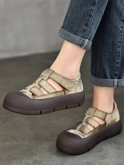 Summer Genuine Leather Platform Shoes Aa1019