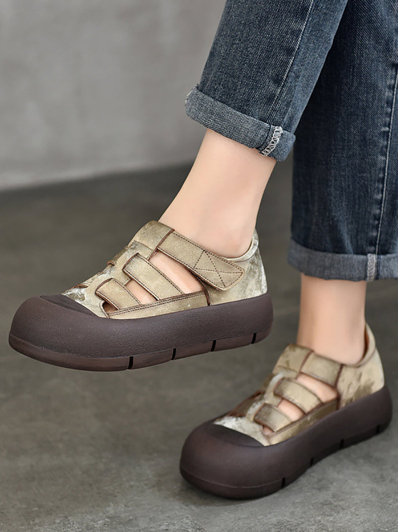 Summer Genuine Leather Platform Shoes Aa1019