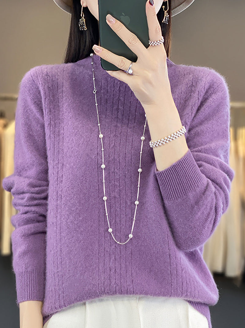 Autumn Cable Knit 100%wool Half Turtleneck Sweater Qn028